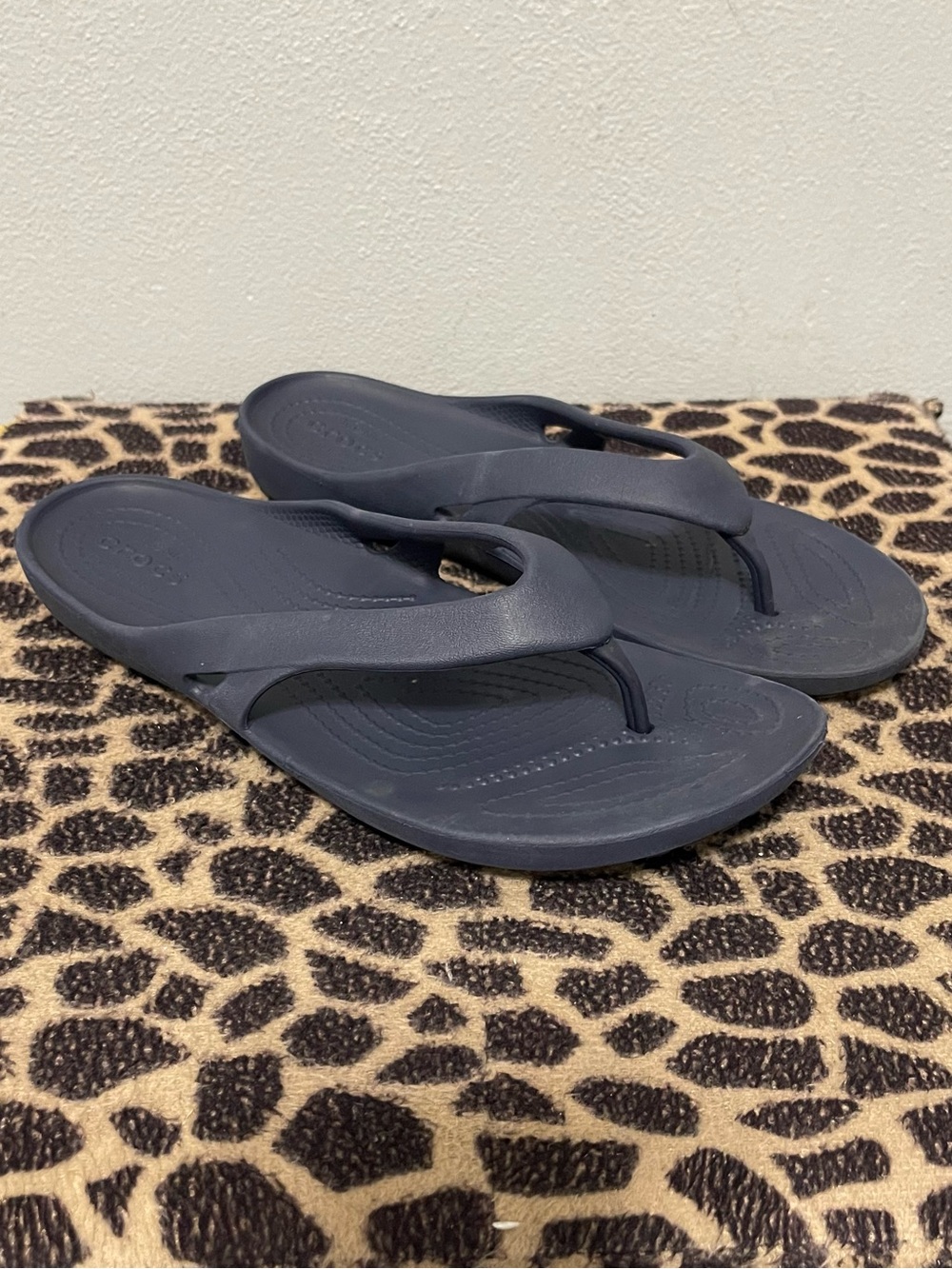 Crocs Classic Kaydee II Flip Flop Sandals Navy Blue Rubber Summer Womens 10